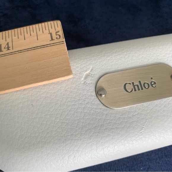 CHLOE Sunglasses Case White Faux Leather Metal Feet On Bottom Logo Plate Luxury - Picture 11 of 13